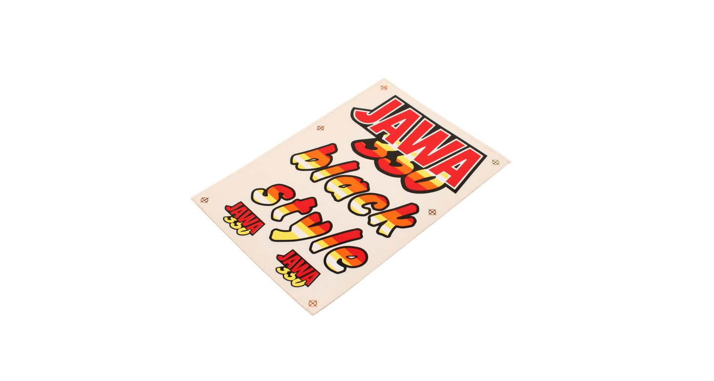 Sticker Set Jawa 640 Black Style, one sheet (red, yellow, white)