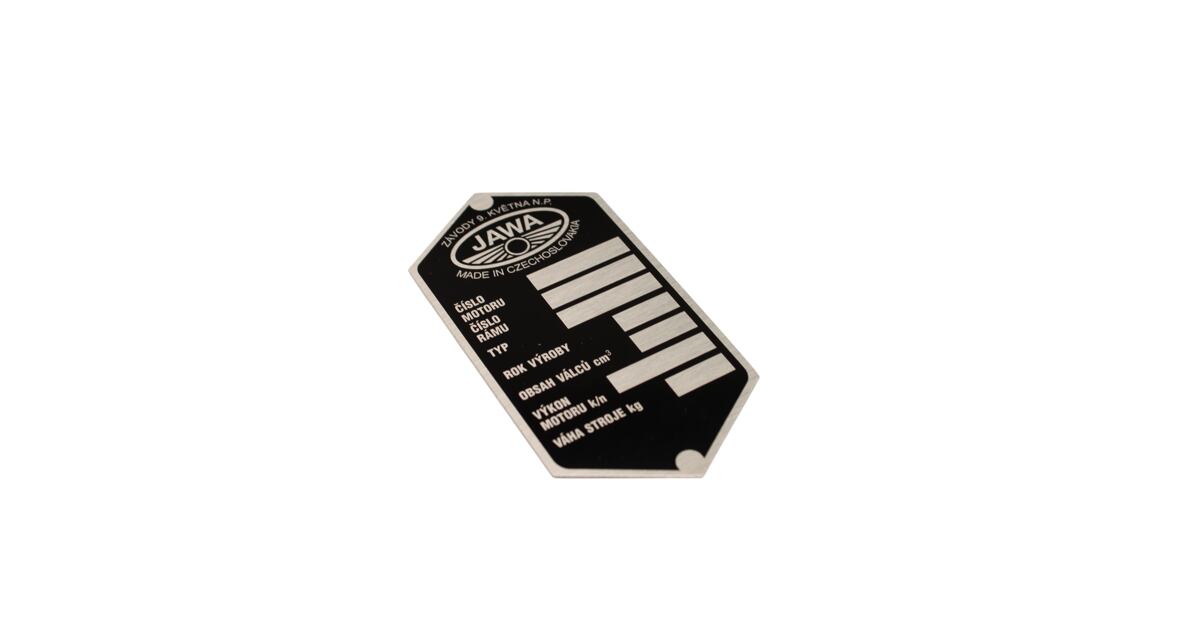 Jawa Manufacturer Plate 9 Května Factory Printed