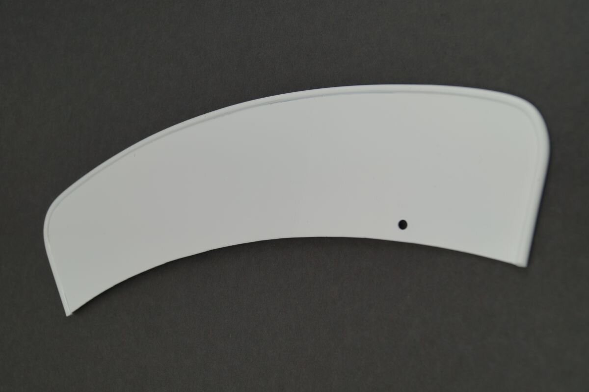 White license plate for front fender with rim, short