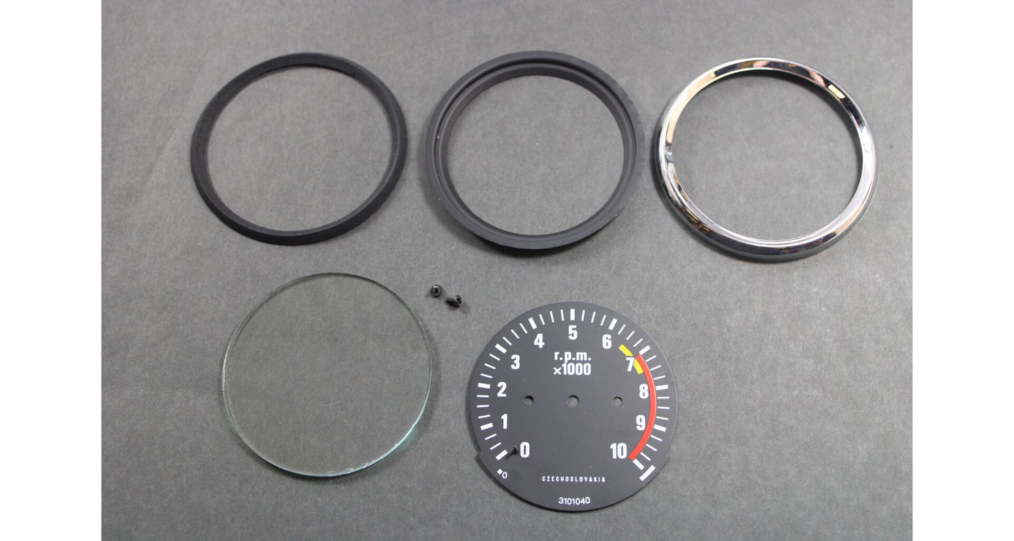 Tachometer repair kit Jawa 634-640 up to 10k RPM chrome bezel