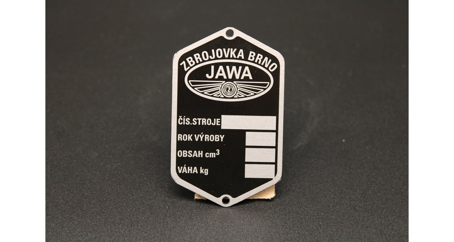 Production plate Jawa Perak, Zbrojovka, blank etched, 4 lines