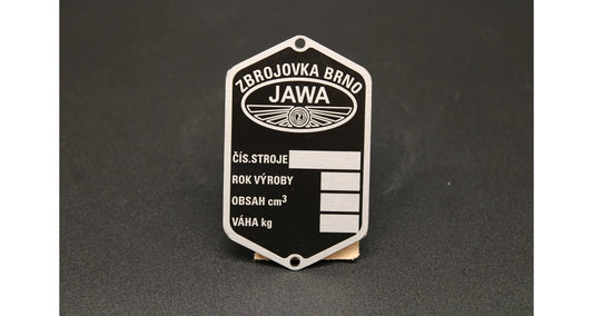 Production plate Jawa Perak, Zbrojovka, blank etched, 4 lines