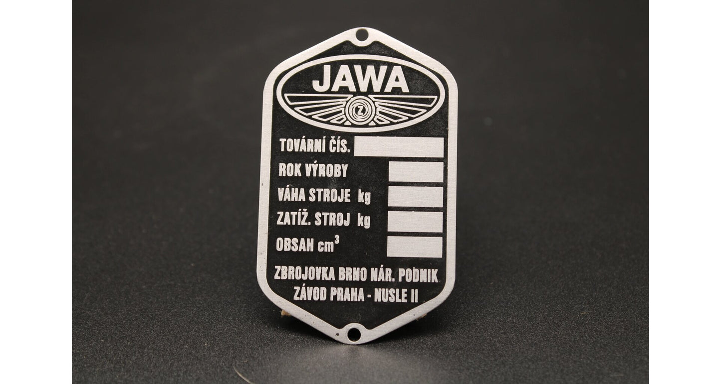 Production plate Jawa Perak 250 Zbrojovka 5 lines, blank, etched