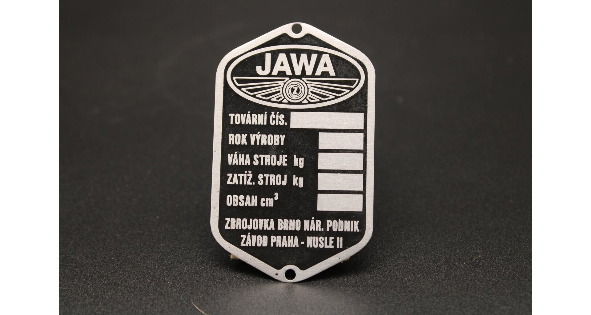 Production plate Jawa Perak 250 Zbrojovka 5 lines, blank, etched