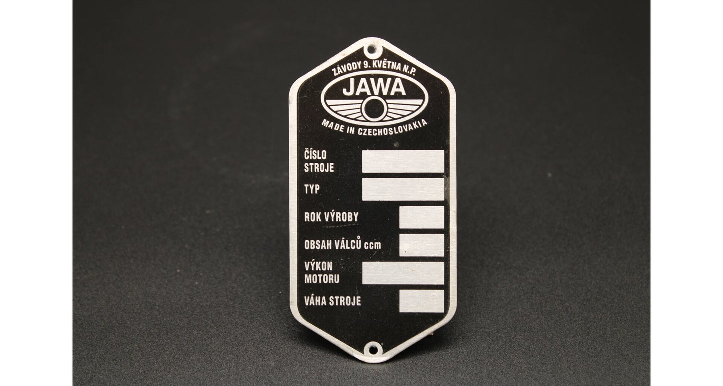 VIN Plate Jawa Panelka Blank Single Line