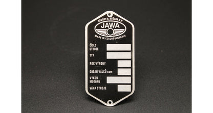 VIN Plate Jawa Panelka Blank Single Line