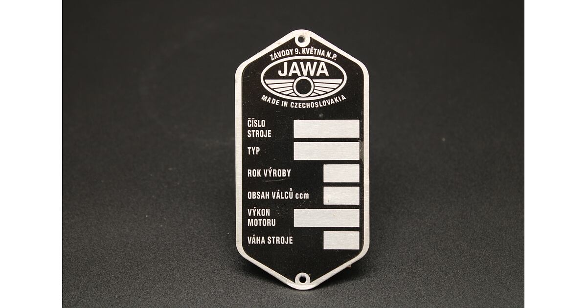 VIN Plate Jawa Panelka Blank Single Line