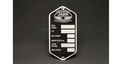 VIN Plate Jawa Panelka Blank Single Line