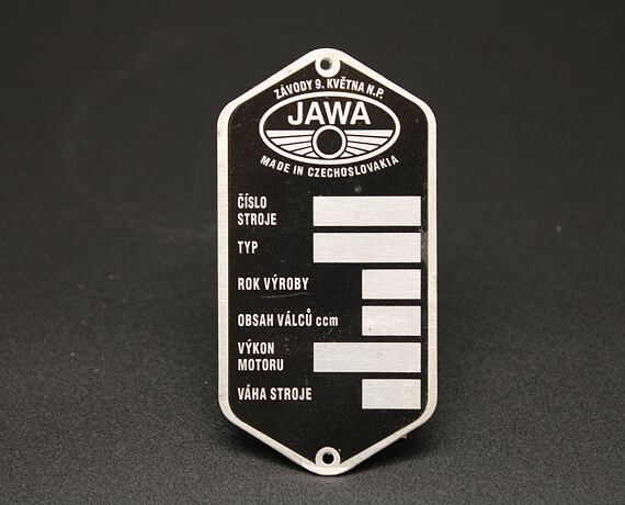 VIN Plate Jawa Panelka Blank Single Line