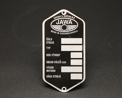 VIN Plate Jawa Panelka Blank Single Line
