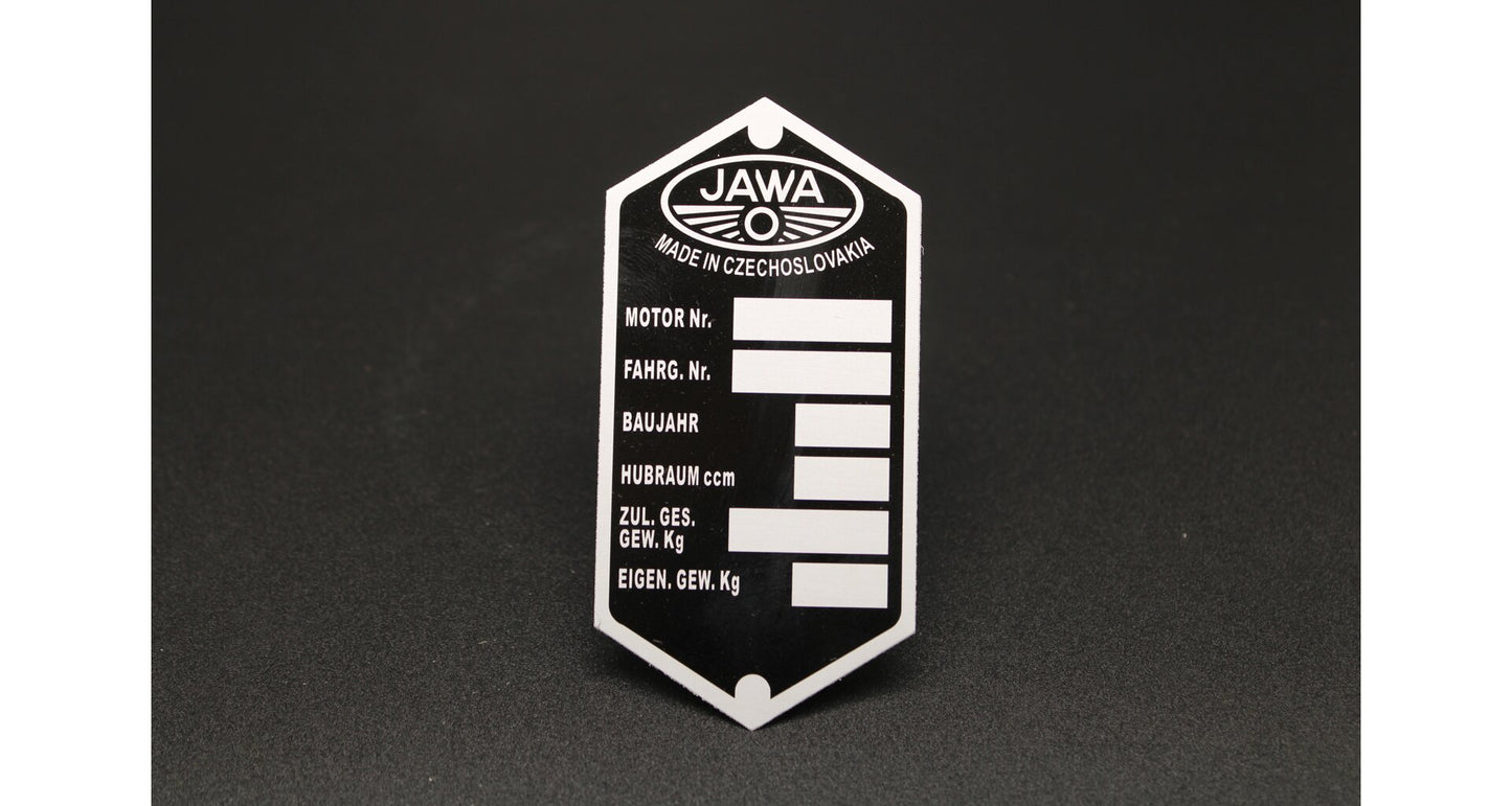 Production Plate Jawa Panelka German Version Printed
