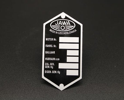 Production Plate Jawa Panelka German Version Printed
