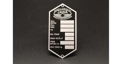 JAWA Factory Nameplate Etched Závody Května