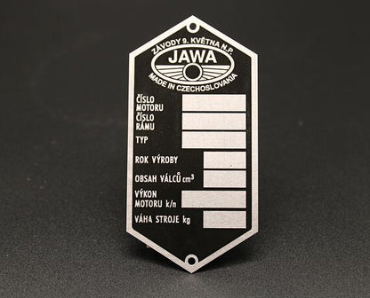 JAWA Factory Nameplate Etched Závody Května