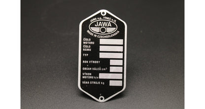 Jawa Manufacturer Plate Printed Panelka Type