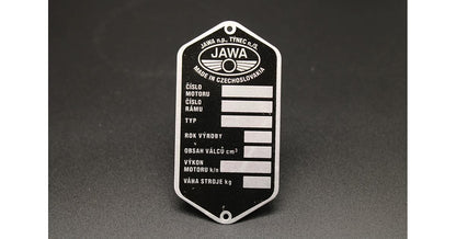 Jawa Manufacturer Plate Printed Panelka Type