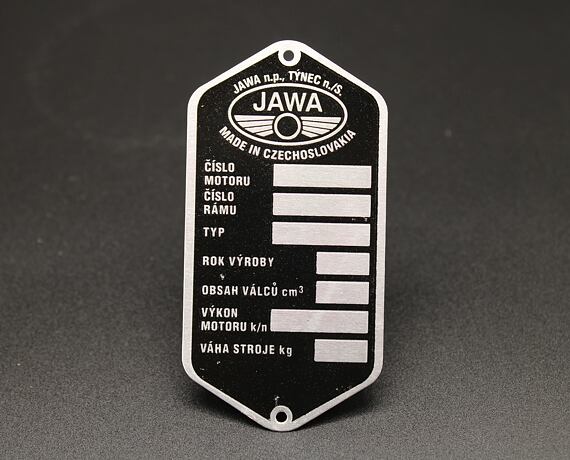 Jawa Manufacturer Plate Printed Panelka Type
