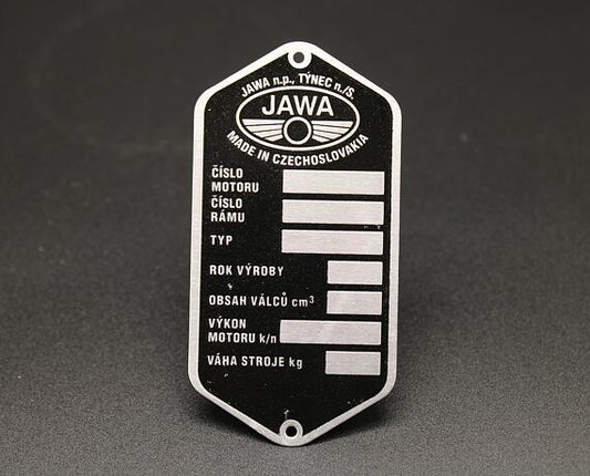 Jawa Manufacturer Plate Printed Panelka Type