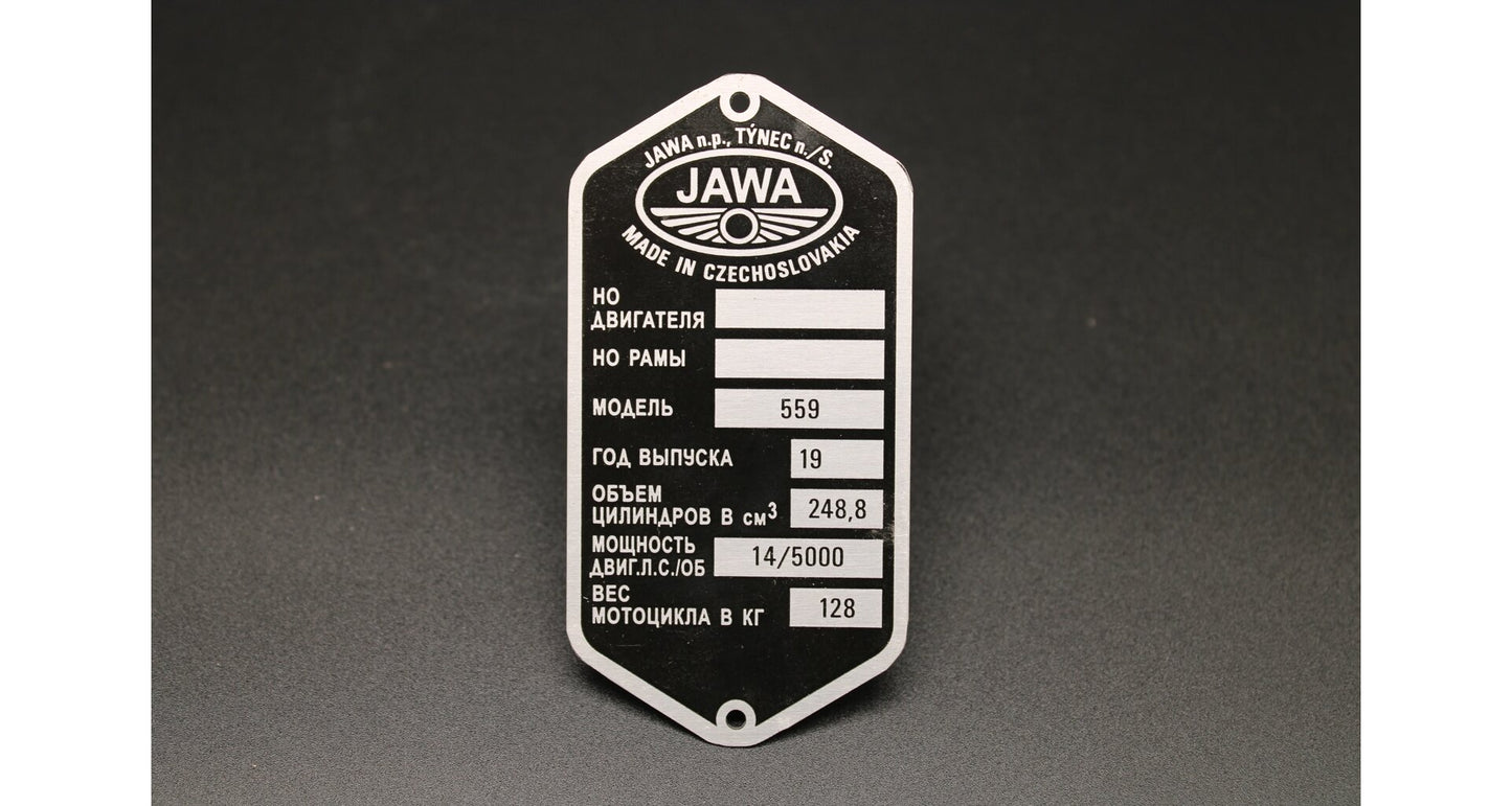 Production Plate Jawa 250 Panelka 559 Russian Etched