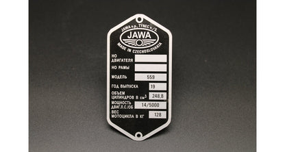 Production Plate Jawa 250 Panelka 559 Russian Etched