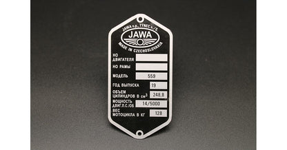 Production Plate Jawa 250 Panelka 559 Russian Etched