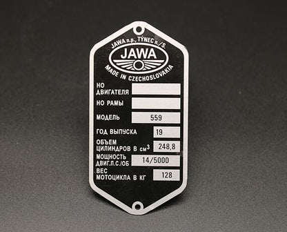 Production Plate Jawa 250 Panelka 559 Russian Etched