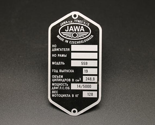 Production Plate Jawa 250 Panelka 559 Russian Etched