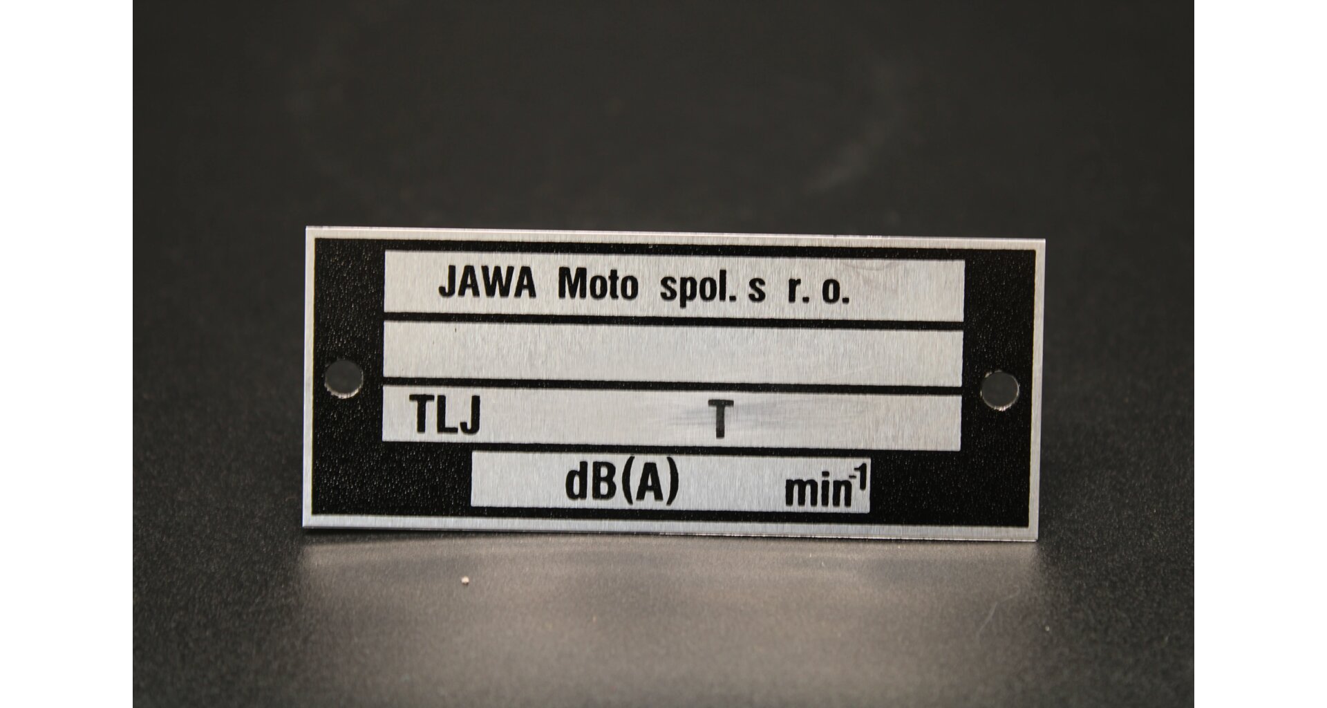 Production type plate Jawa 350 TLJ, Jawa Moto, printed