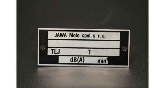 Production type plate Jawa 350 TLJ, Jawa Moto, printed