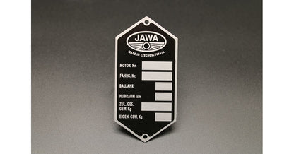 Jawa Panelka Manufacturer Plate German Version