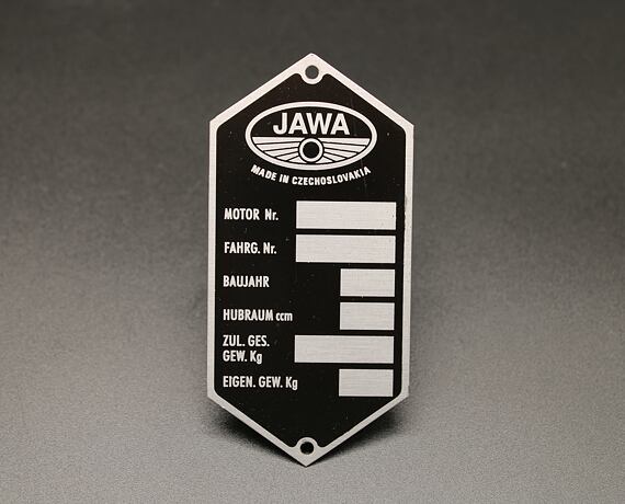 Jawa Panelka Manufacturer Plate German Version