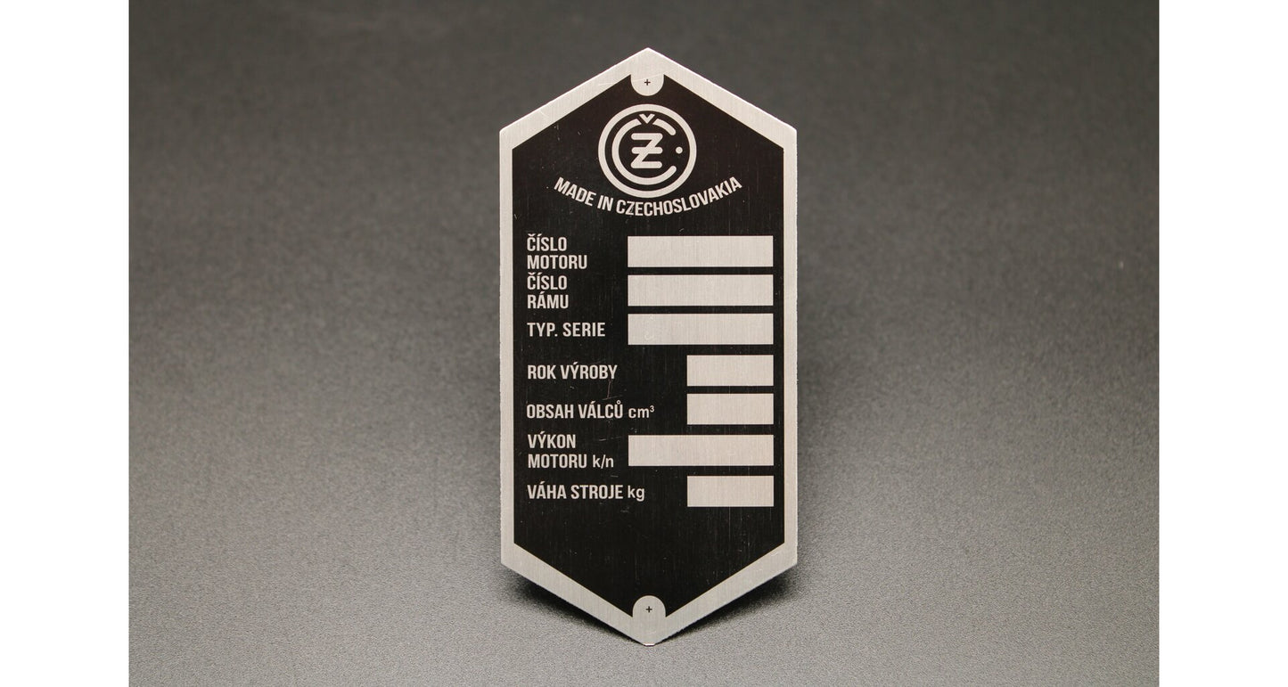 ČZ type plate, printed blank, short lines