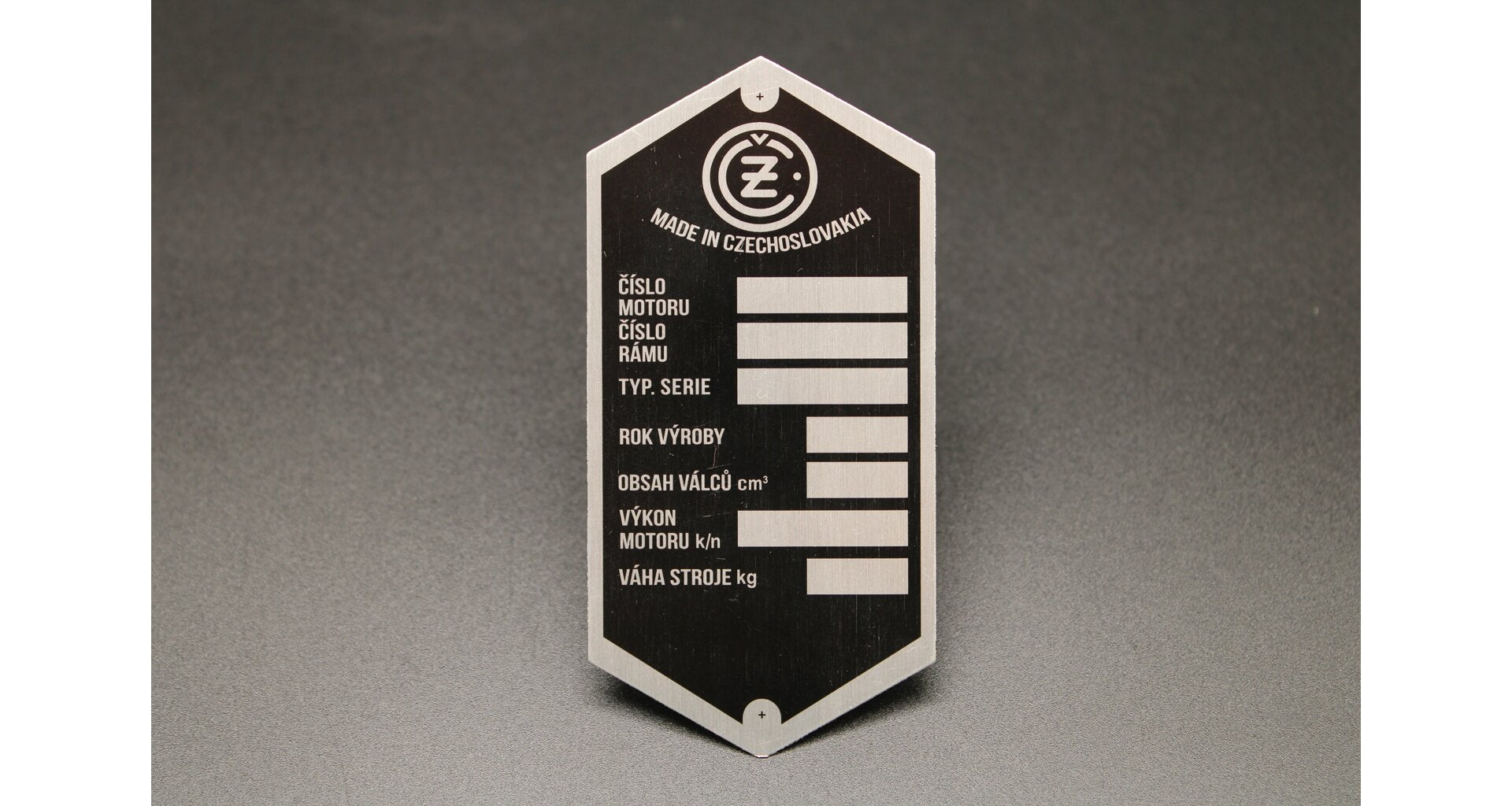 ČZ type plate, printed blank, short lines