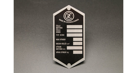 ČZ type plate, printed blank, short lines