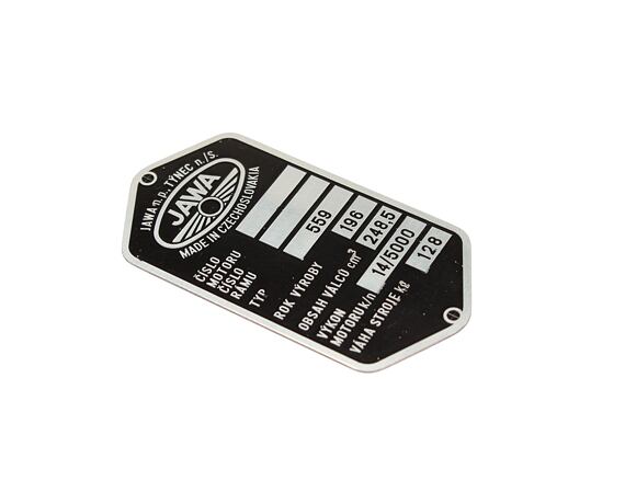 Jawa 250 Panelka 559 Manufacturer Plate Etched