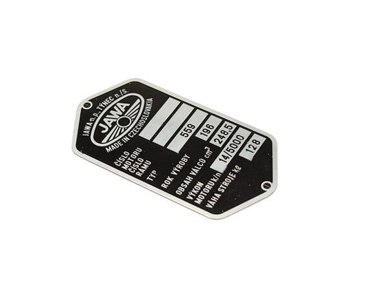 Jawa 250 Panelka 559 Manufacturer Plate Etched