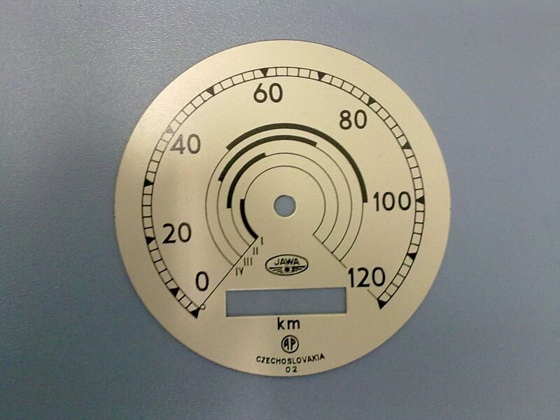 Speedometer dial Jawa Pérák up to 120km/h (communist)