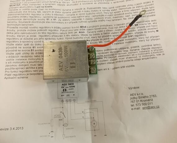 Electronic Voltage Regulator AEV 6V 100W Negative