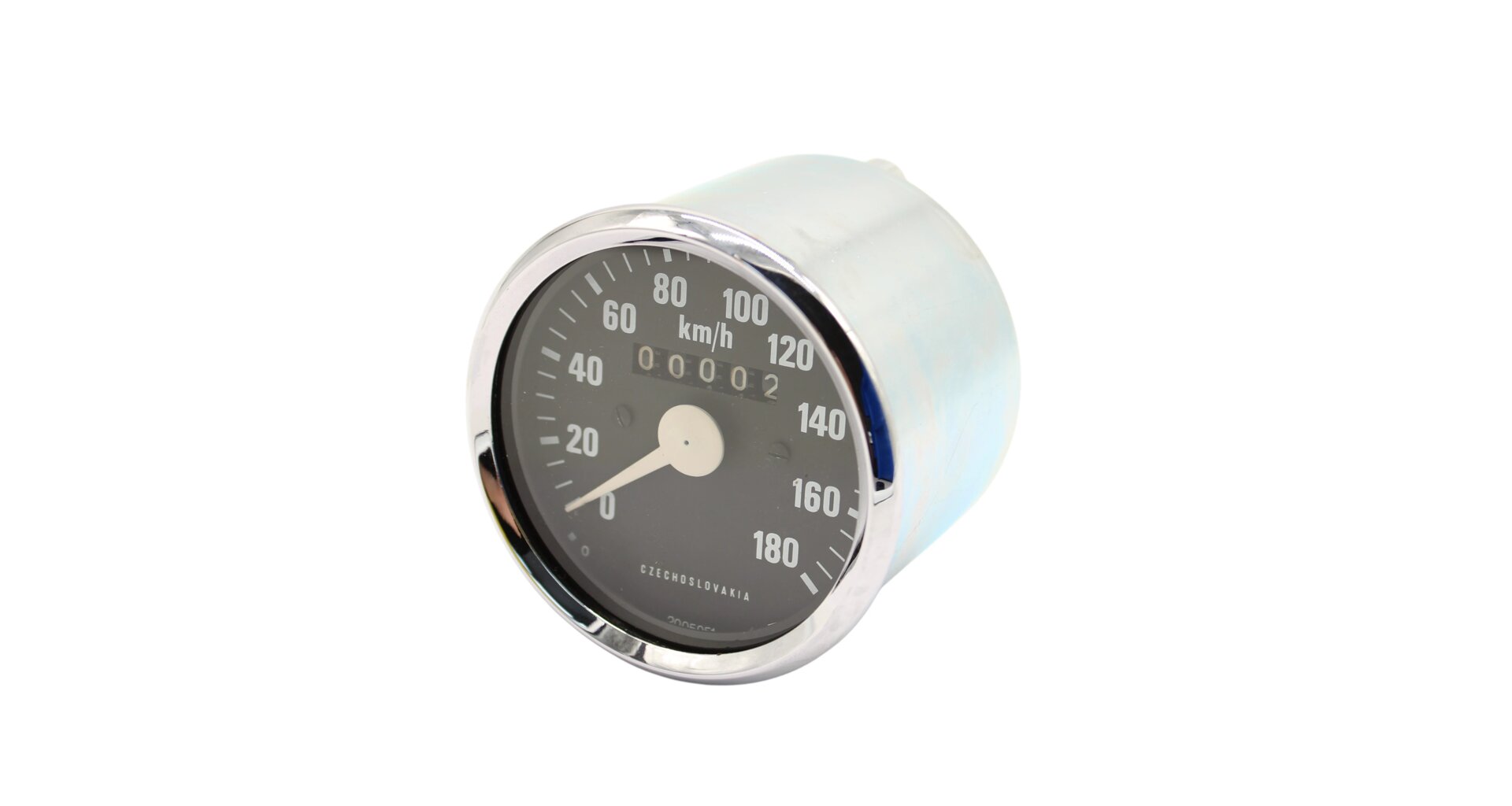 Refurbished speedometer Jawa 350 chrome bezel, white needle