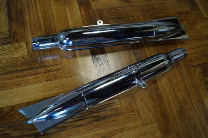 Fishtail exhaust mufflers Jawa Pérák, side mount bracket FJ
