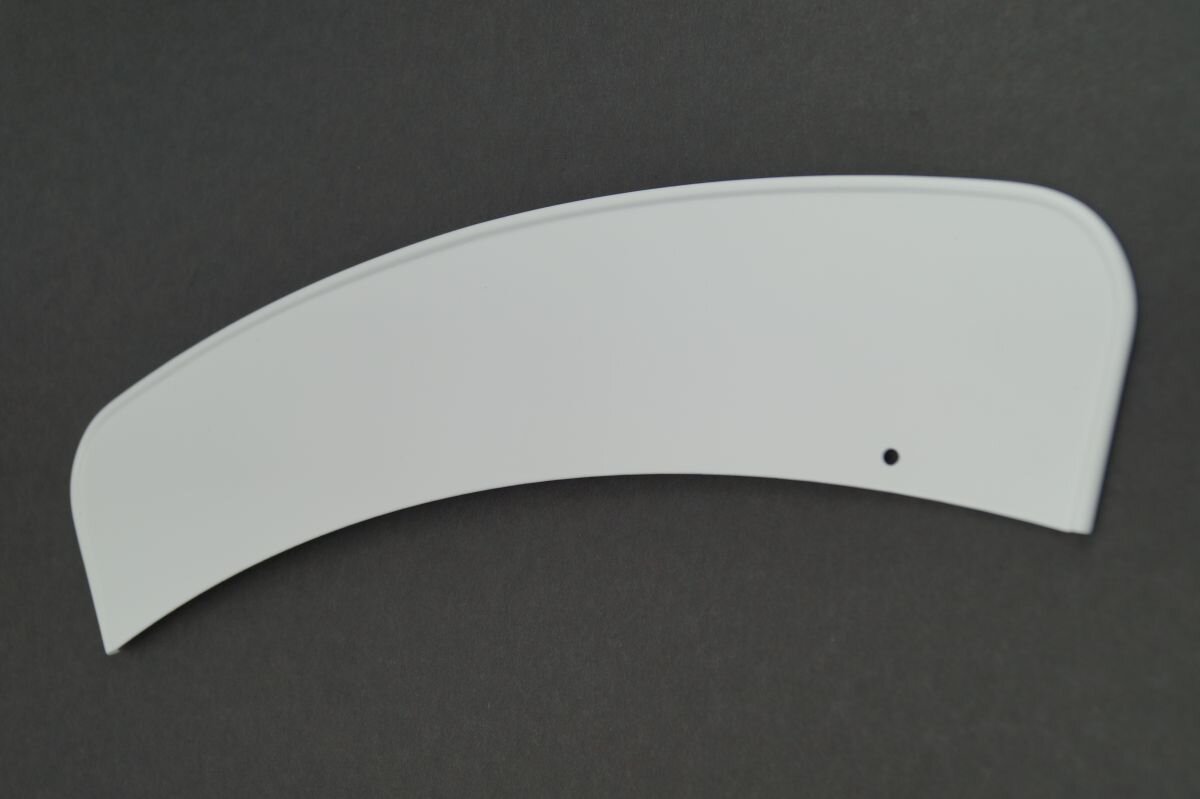 White license plate for front fender with rim, long