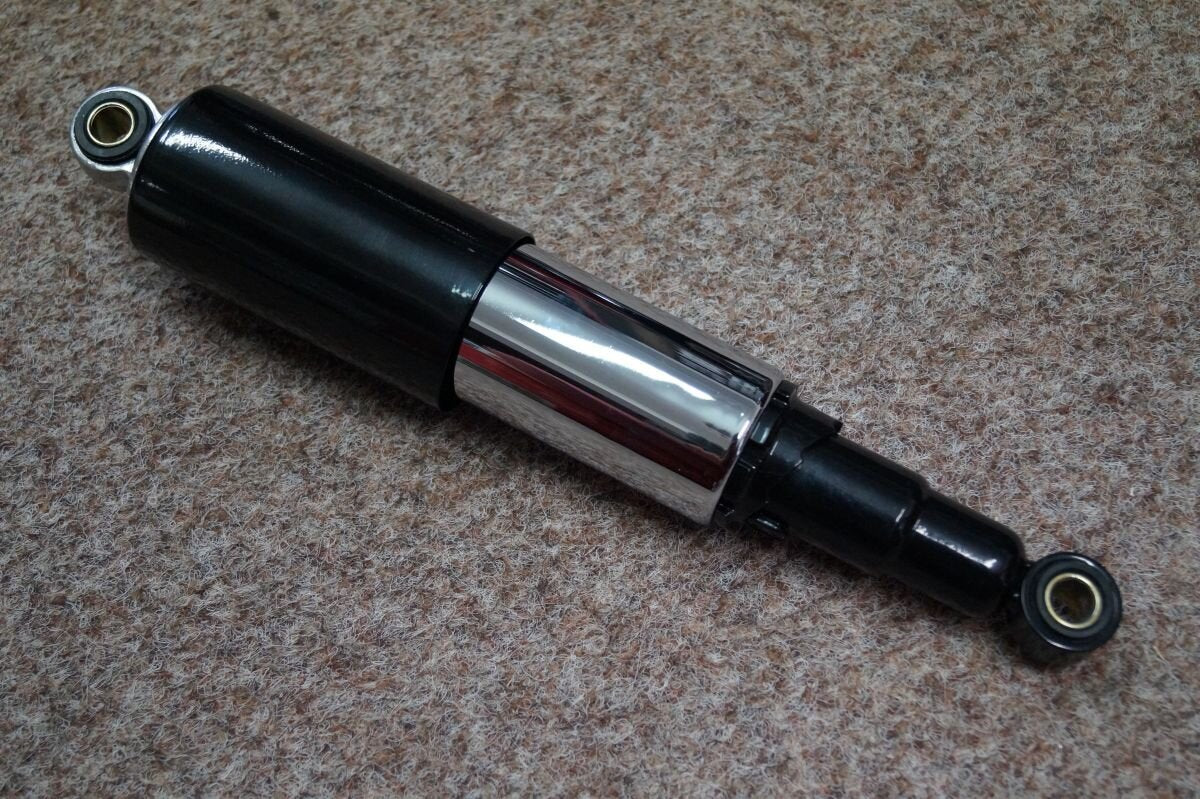 Rear shock absorber, adjustable, covered, black, Jawa 634