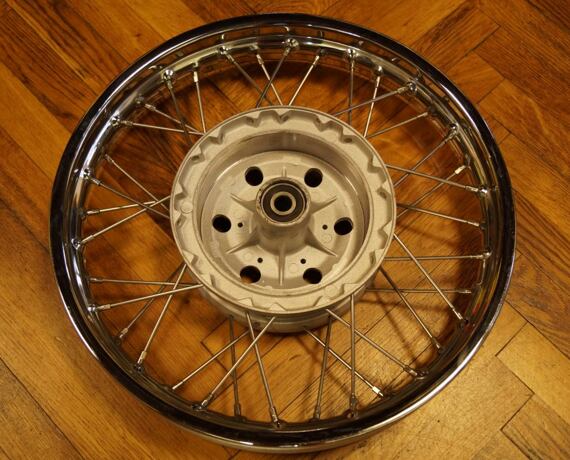 Rebuilt Front Wheel Jawa 250/350 Stainless Chrome