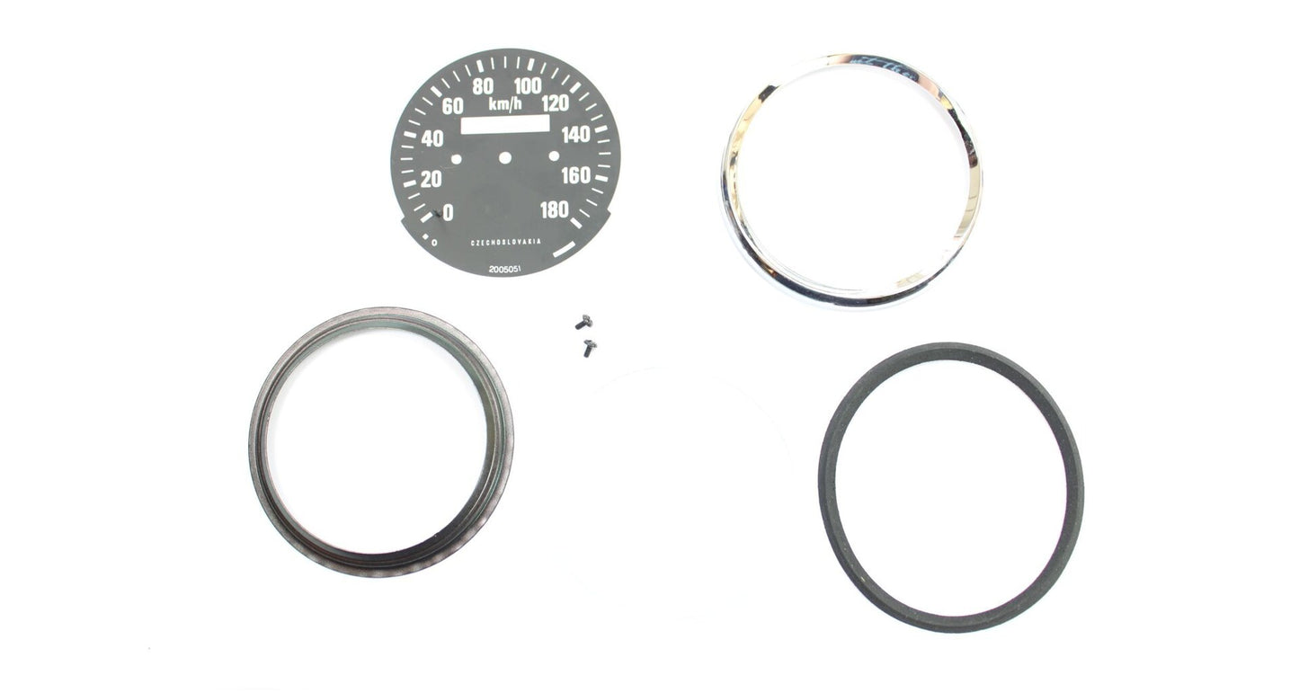 Speedometer repair kit Jawa 634-640 up to 180km chrome bezel