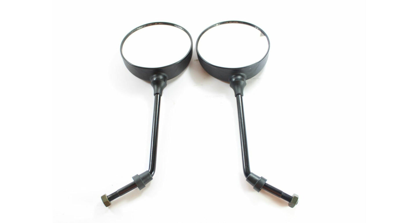 Black Round Mirrors for Handlebars M10 pair TWN