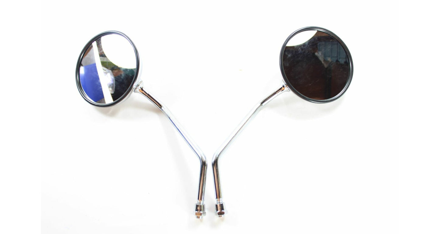 Chrome Round Mirrors for Handlebars M10 pair TWN