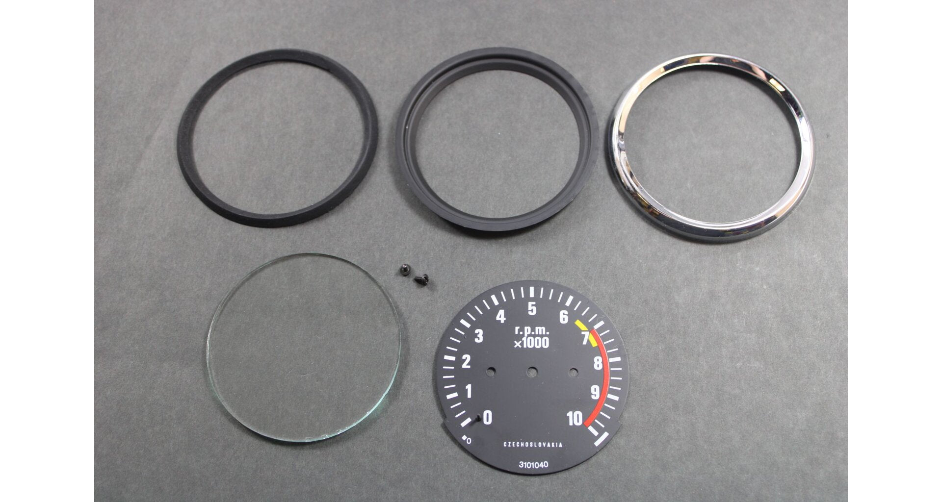 Tachometer repair kit Jawa 634-640 up to 10k RPM chrome bezel