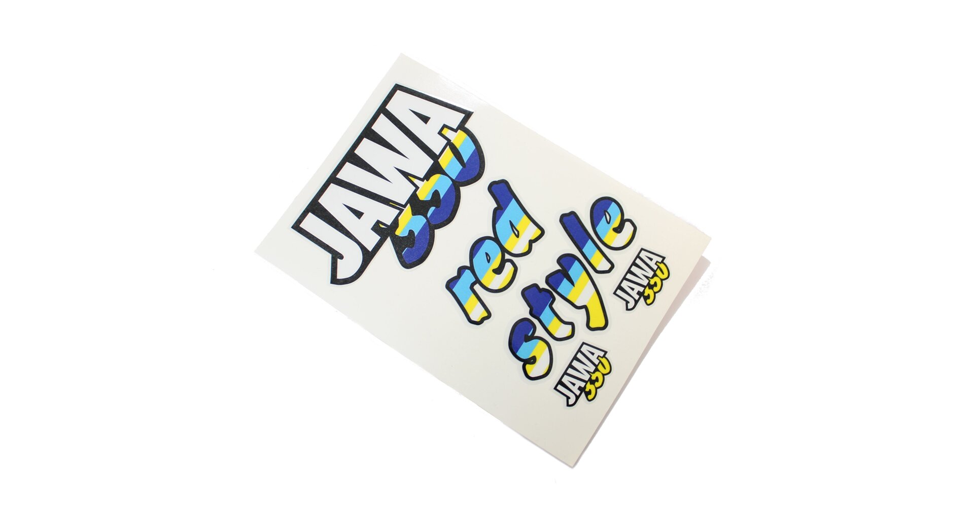 Sticker Set Jawa 640 Red Style, one sheet (white, blue, yellow)