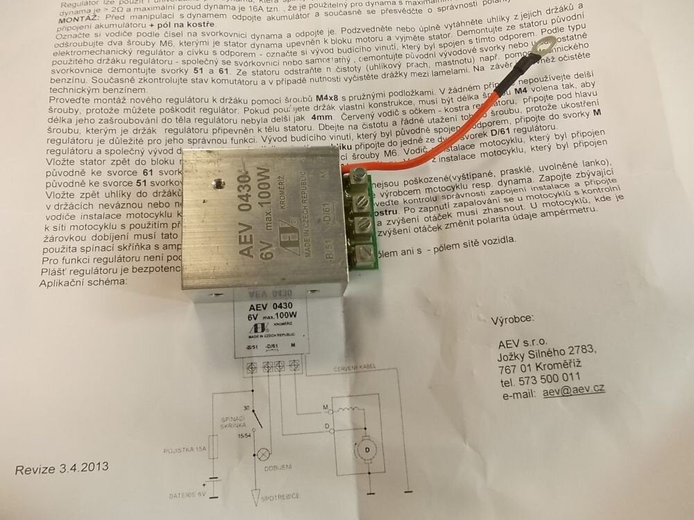 Electronic Voltage Regulator AEV 6V 100W Positive